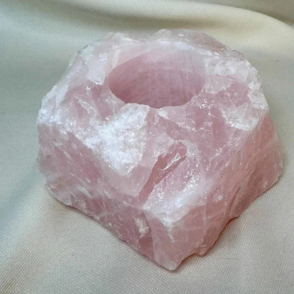 Rose Quartz Candle Holder or Sphere Stand